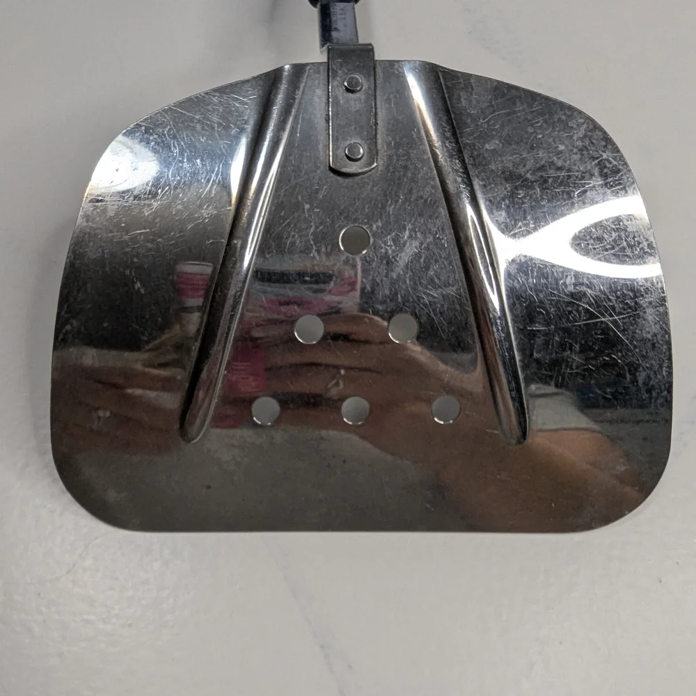 Vintage Stainless USA Wide Slotted Spatula Turner Unique Curved Shape